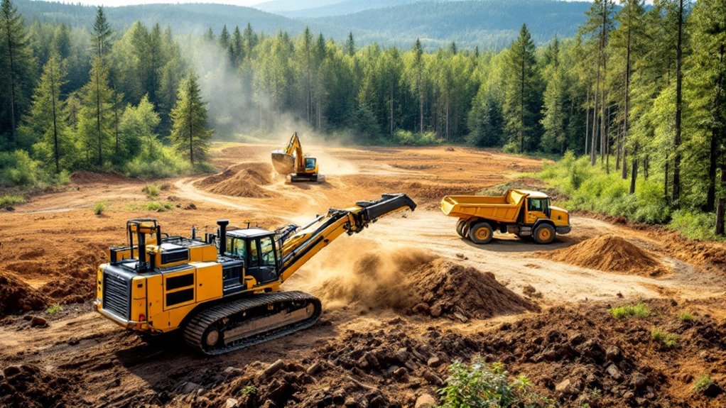 Heavy machinery working on a construction site.